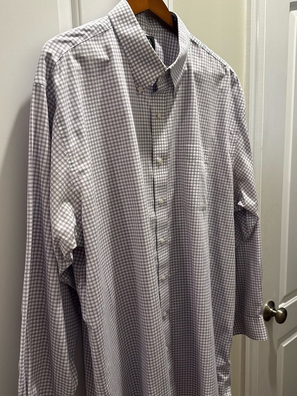 Jos. A. Bank Lavender and White Mini Plaid Dress Shirt